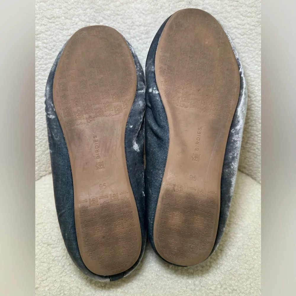 Birdies Starling velvet loafers grey gray silver slip-ons preppy fall winter 9.5